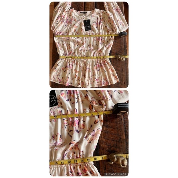 Womens Gorgeous Floral Long sleeve Drawstring waist Top Size M - Picture 6 of 10